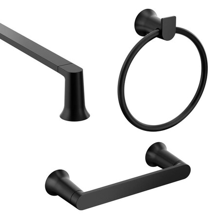 Moen Moen Genta Matte Black Black Zinc Bath Accessory Set BH3633BL